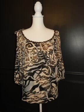 Caché y2k cheetah print beaded top